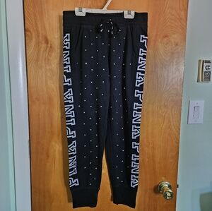 PINK Victoria's Secret Black Sweatpants with Sequin Accents